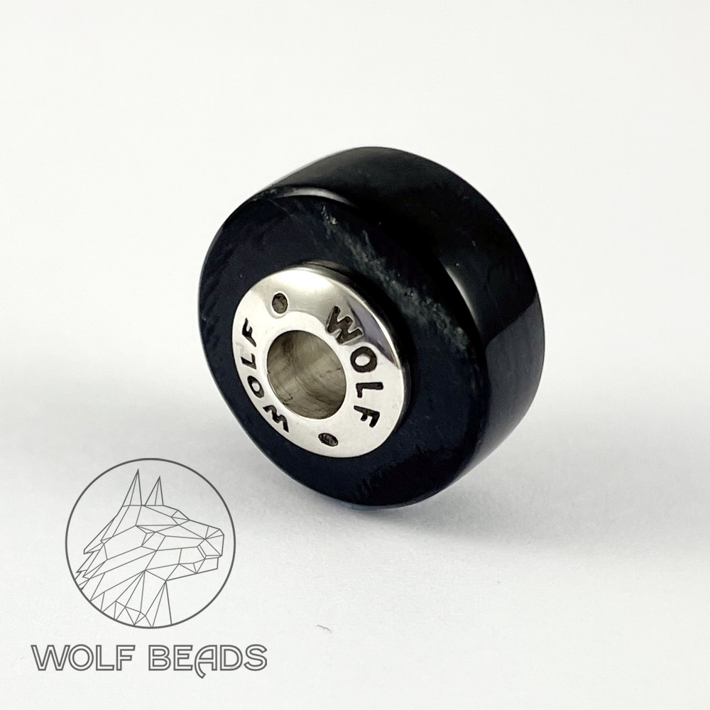 Californian Black Jade Charm Bead | Handmade Natural | Sterling Silver Core (image for) Californian Black Jade Charm Bead | Handmade Natural | Sterling Silver Core