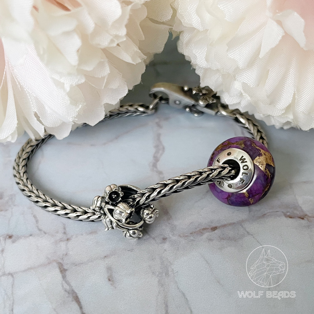 Purple Mohave Turquoise | Rondelle Charm Bead | Handmade | Sterling Silver Core (image for) Purple Mohave Turquoise | Rondelle Charm Bead | Handmade | Sterling Silver Core