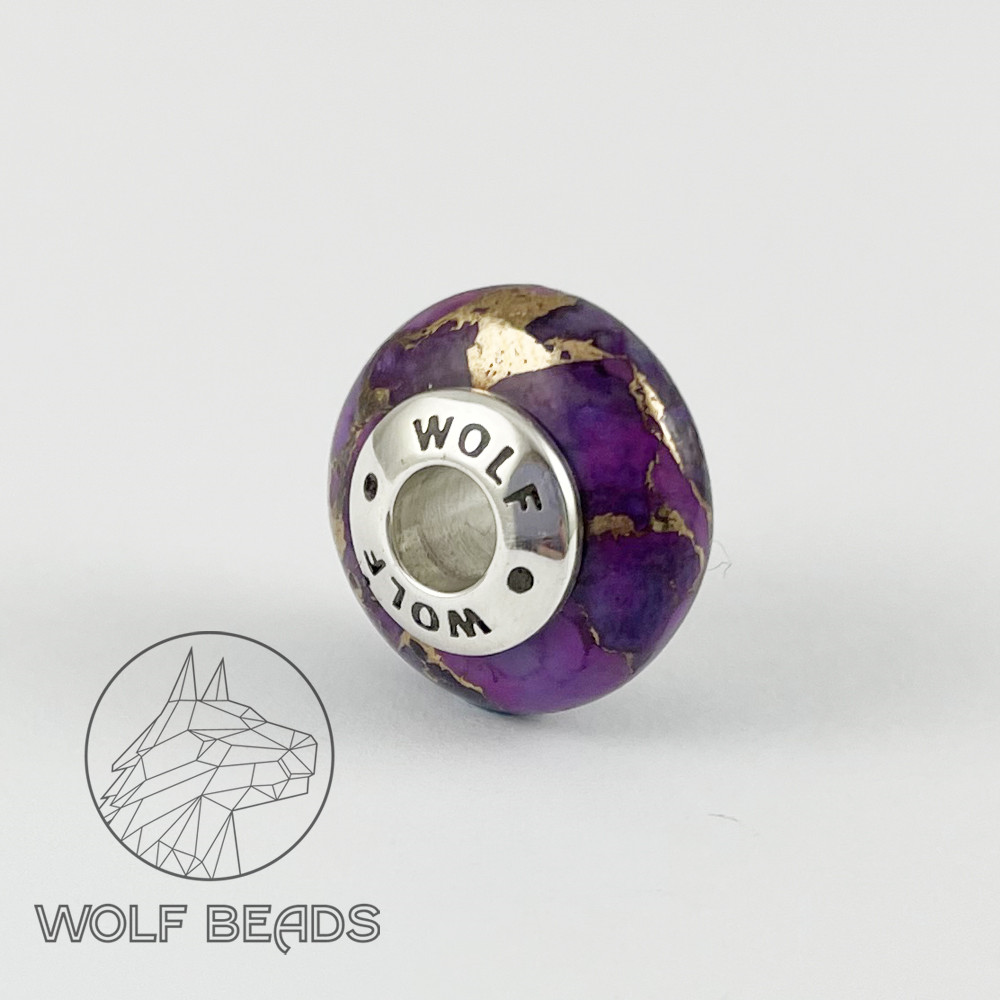 Purple Mohave Turquoise | Rondelle Charm Bead | Handmade | Sterling Silver Core (image for) Purple Mohave Turquoise | Rondelle Charm Bead | Handmade | Sterling Silver Core